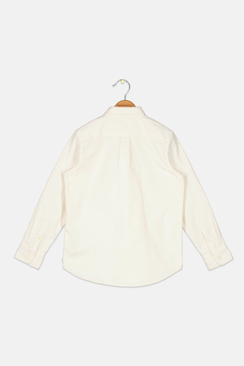 GAP Kids Boy Pointed Collar Textured Long Sleeve Casual Shirt, Off White  - Image 2