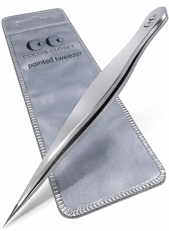 Coco's Closet Cocos Professional Pointed Tweezers for Ingrown Hair - Sharp Stainless Steel Needle Nose Tweezers for Splinters, Chin Hair & Blackheads - Precision Facial Hair Removal Tool for Men & Women - Image 1