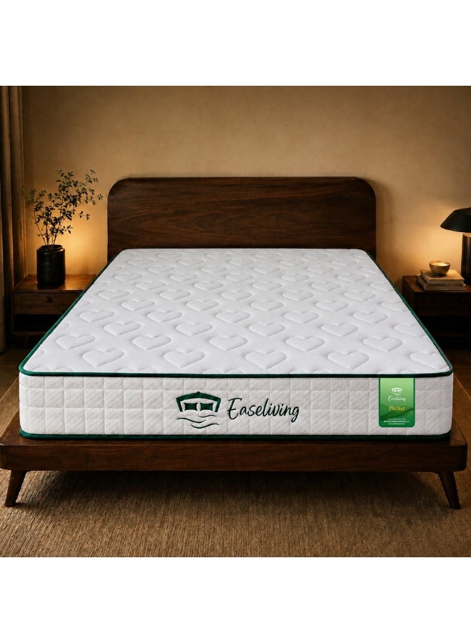 EASELIVING Orthopedic Pocket Spring Mattress - 24 cm Queen Size Mattress | Medium Firm Mattress with Motion Isolation & Breathable Fabric | Pressure Relief & Spine Support | 5-Year Warranty (160x200 cm) - Image 1