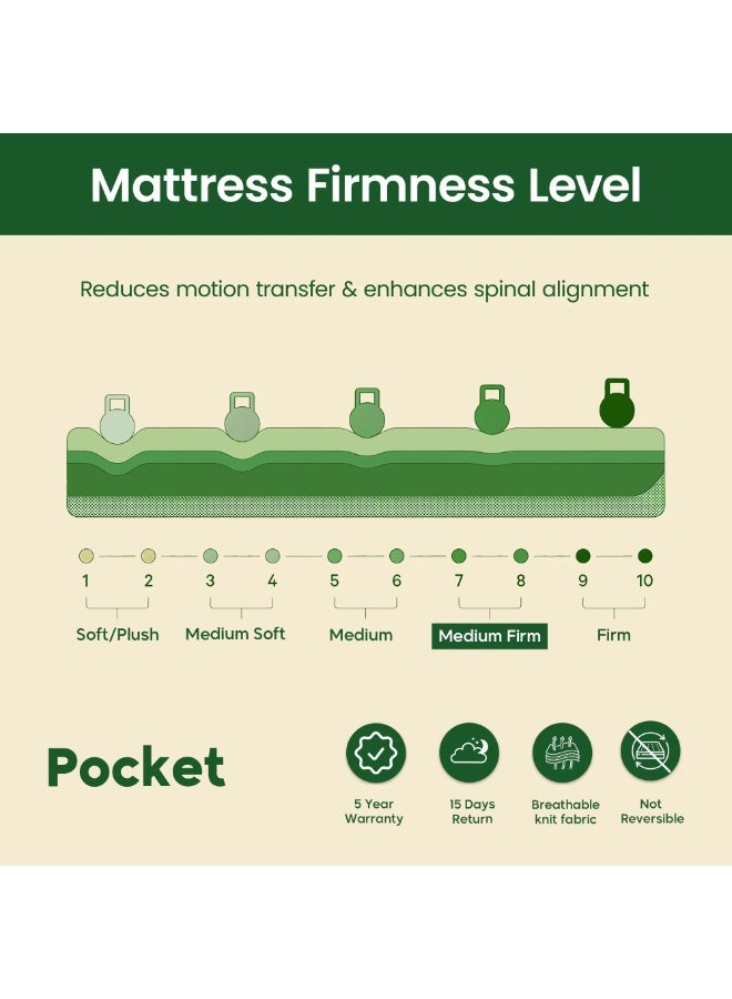 EASELIVING Orthopedic Pocket Spring Mattress - 24 cm Queen Size Mattress | Medium Firm Mattress with Motion Isolation & Breathable Fabric | Pressure Relief & Spine Support | 5-Year Warranty (160x200 cm) - Image 5