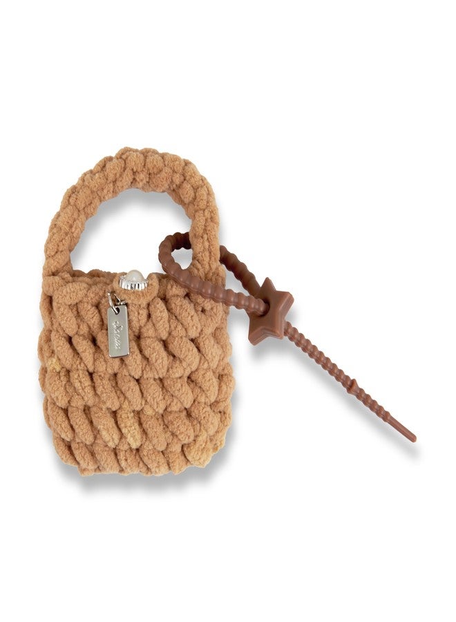Sonix Knit Earbud Pouch | Crochet Keychain Storage Case Cover Bag Charm for AirPods with Removable Silicone Loop Accessory | Light Tan - Latte - Image 1