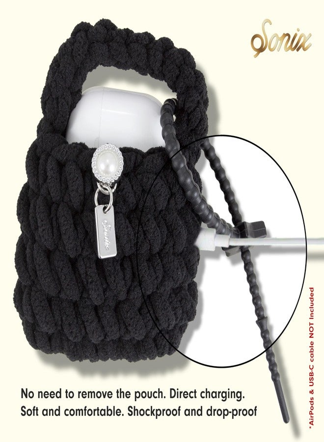 Sonix Knit Earbud Pouch | Crochet Keychain Storage Case Cover Bag Charm for AirPods with Removable Silicone Loop Accessory | Light Tan - Latte - Image 4