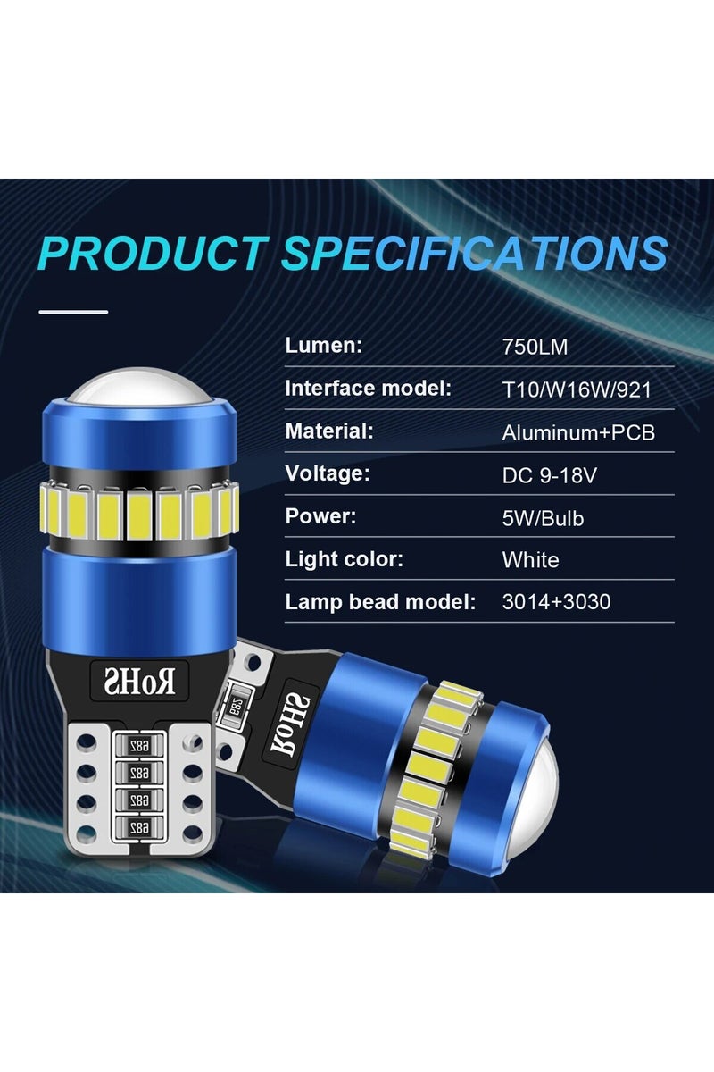 erorex White 2PCS T10 W5W LED CANBUS No Error 12V Car Side Interior Lights 168 194 3030 SMD BMW Audi Super - Image 3