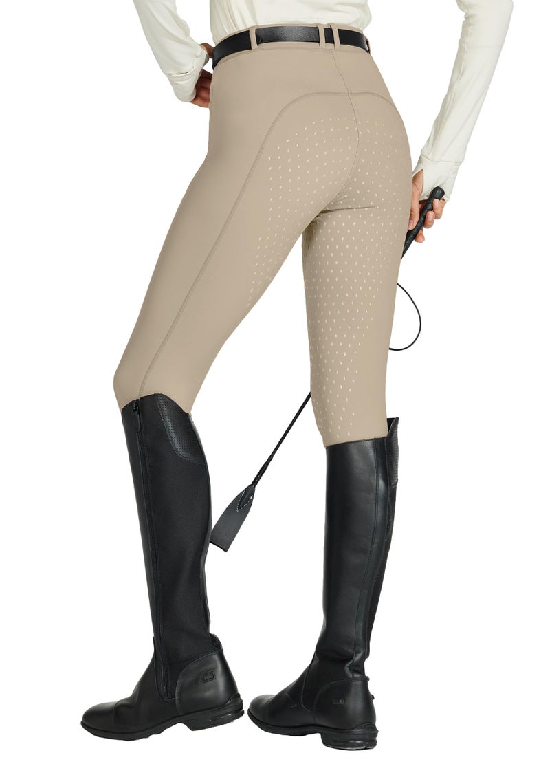 Willit Women's Horse Riding Pants Full Seat Silicone Equestrian Breeches Horseback Schooling Tights Zipper Pockets Khaki S - Image 5