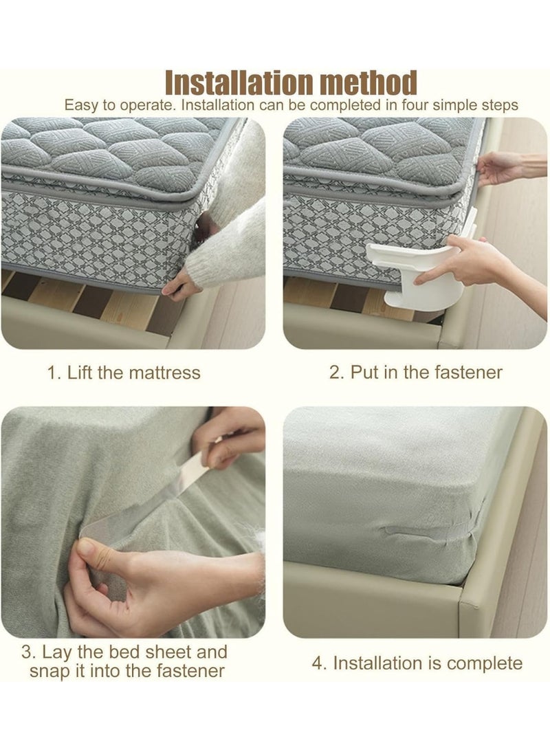 Bed sheet fasteners set with locking strips, heavy-duty bed sheet fasteners, non-slip sheet clips, for all mattress and blanket sizes (grey color - 4 pieces) - Image 4