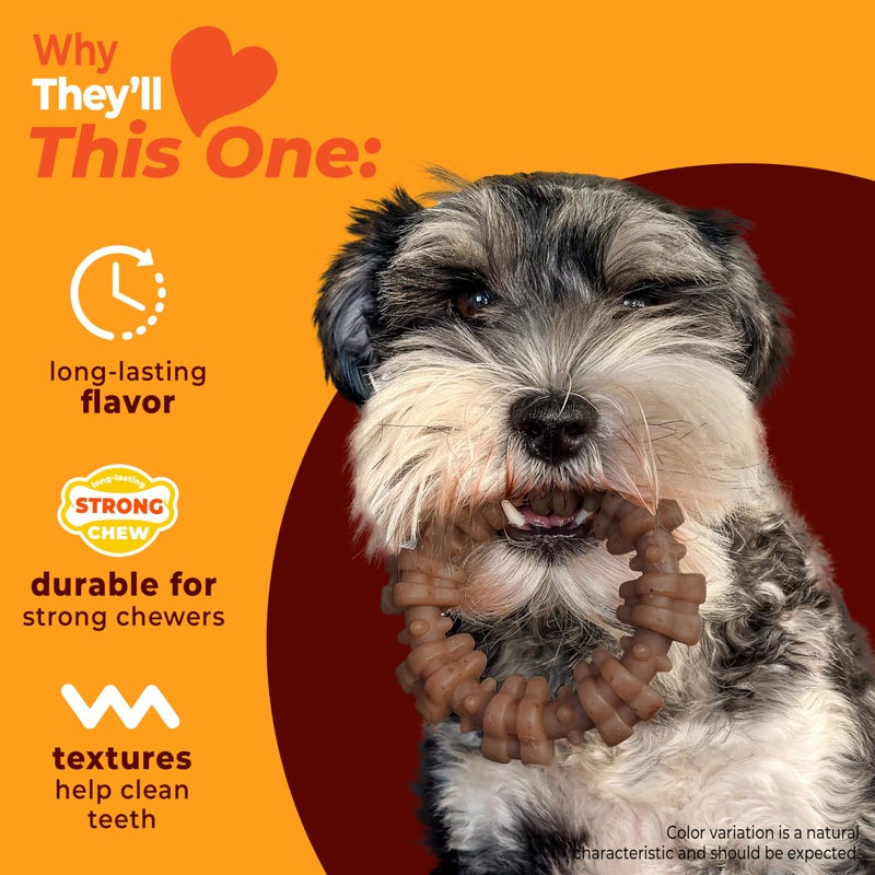 Nylabone Strong Chew Textured Ring Dog Toy Made with Real Beef & Chicken, Durable Chew Toys for Aggressive Chewers, Long Lasting Dog Bone, Keeps Dogs Busy, Small Breeds - Up to 25 lbs - Image 3