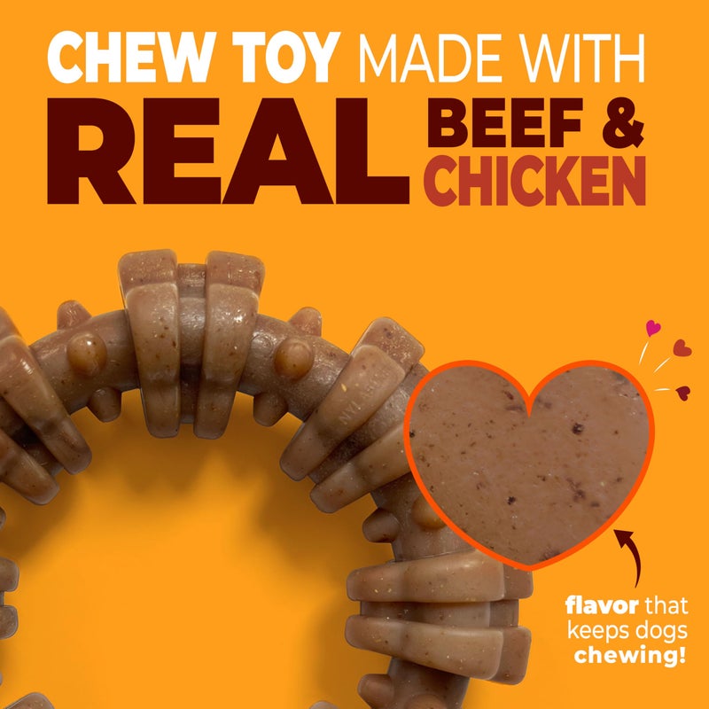 Nylabone Strong Chew Textured Ring Dog Toy Made with Real Beef & Chicken, Durable Chew Toys for Aggressive Chewers, Long Lasting Dog Bone, Keeps Dogs Busy, Small Breeds - Up to 25 lbs - Image 2