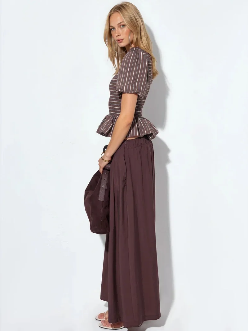Busem BUSEM Striped Textured Frill Blouse