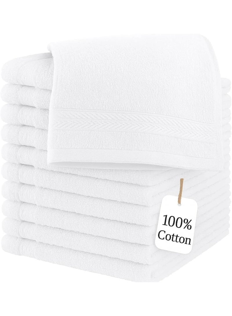 Amber Home 12 Pack Premium Washcloths White13x13 Inches – 100% Cotton Face Towels, Ultra Soft & Absorbent 520 GSM Face Cloths Wash Clothes Set for Bathroom, Gym, Spa, Makeup Removal & Daily Use - Image 1