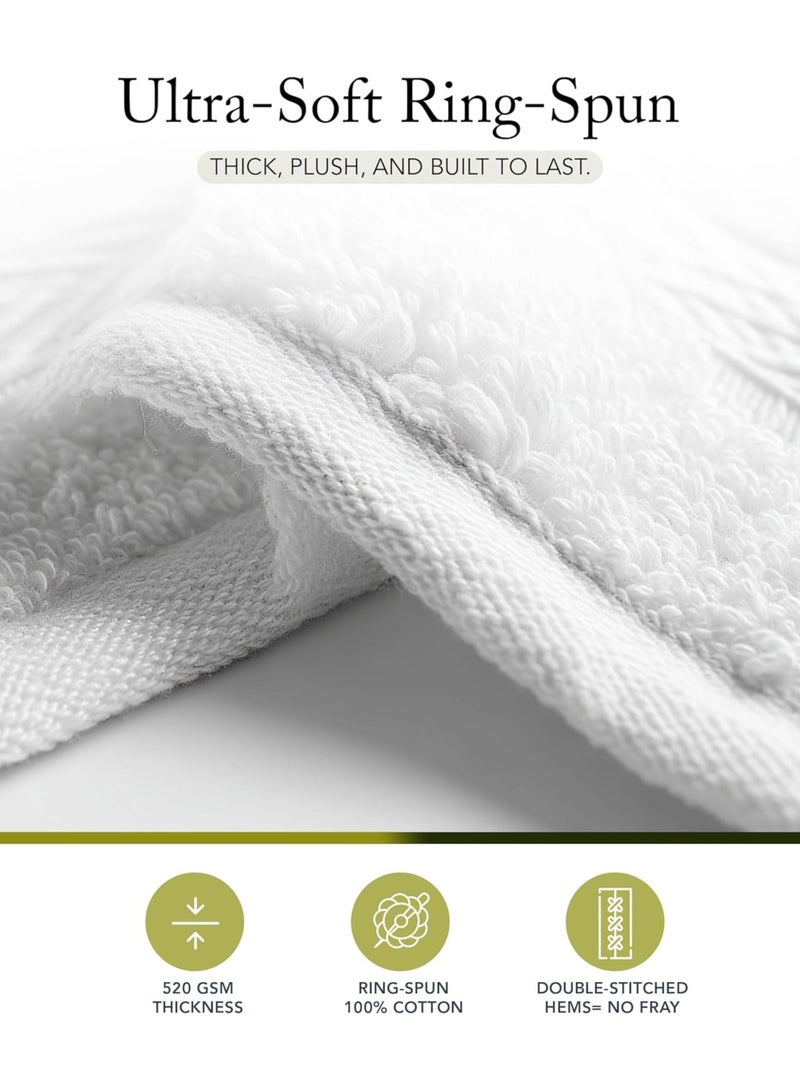 Amber Home 12 Pack Premium Washcloths White13x13 Inches – 100% Cotton Face Towels, Ultra Soft & Absorbent 520 GSM Face Cloths Wash Clothes Set for Bathroom, Gym, Spa, Makeup Removal & Daily Use - Image 4