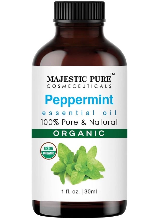 Majestic Pure Majestic Pure Peppermint USDA Organic Essential Oil | 100% Organic and Premium Quality Oil | Aromatherapy, Skincare, Hair Care, & Household Use | 1 fl. Oz  - Image 1