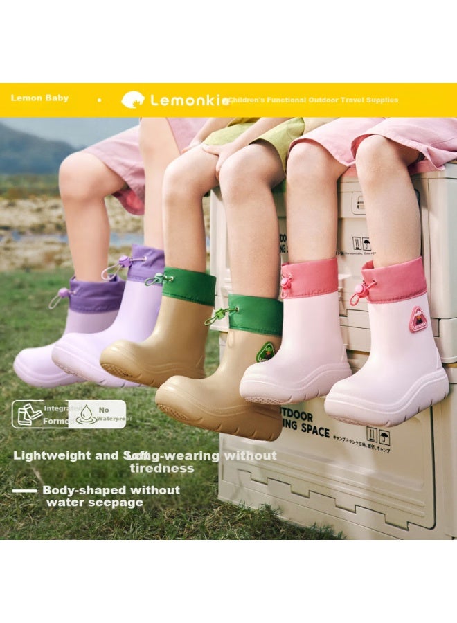 Lemonkid Kids Rain Shoes Boys Girls Rain Boots Waterproof Anti-slip Children's School Water Shoes Peach Pink Size 32 - Image 2