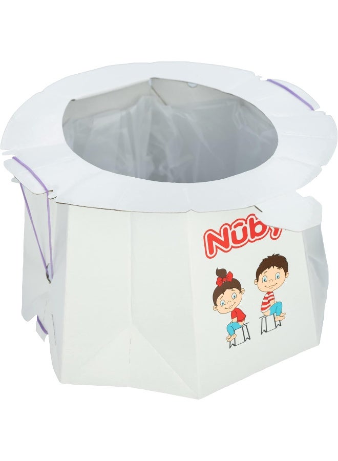 Nuby نوبى مرحاض سفر قابل للتخلص مع بطانة - مرحاض قابل للطي ومحمول؛ ضروري للأطفال في المخيمات والرحلات وركوب السيارات - مرحاض سفر للأطفال، عبوة 2 - Image 2