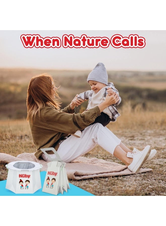 Nuby نوبى مرحاض سفر قابل للتخلص مع بطانة - مرحاض قابل للطي ومحمول؛ ضروري للأطفال في المخيمات والرحلات وركوب السيارات - مرحاض سفر للأطفال، عبوة 2 - Image 5