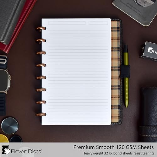 Eleven Discs Discbound Paper, Junior Size Ruled Sheets - Premium 120gsm Heavyweight Notebook & Planner Refills - 8 Discs, 5.5 x 8.5 in - Punched for Circa, Arc, TUL (50 Sheets) - Image 2