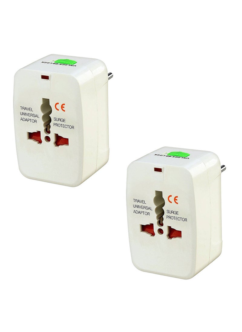 Technotech Technotech 2 Pack International All in One Universal World Wide Travel Plug Adapter White  - Image 1