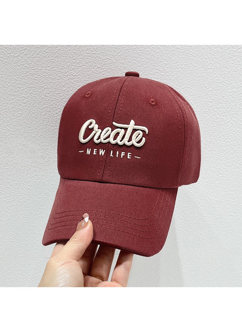 Generic Summer Embroidered Baseball Cap Unisex Wine red  - Image 1