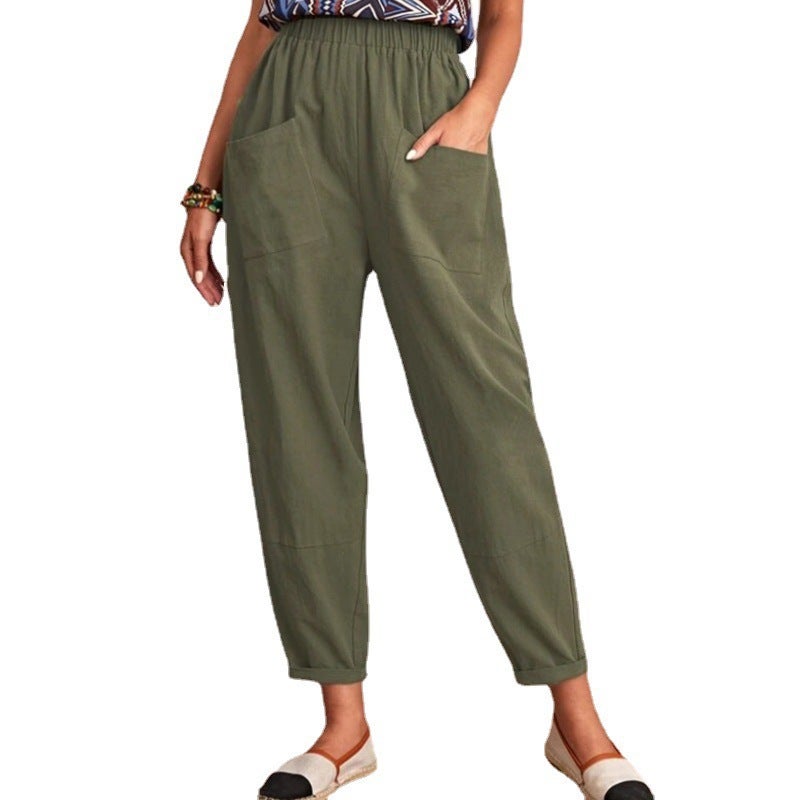 Women's Casual Linen-Cotton Cropped Pants - Image 4