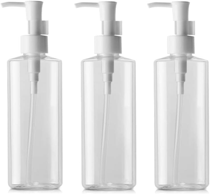 زجاجات مضخة بلاستيكية شفافة قابلة لإعادة التعبئة لحليب الجسم وكريمات تنظيف الزيوت زجاجة سفر مجموعة من 3 (150 مل)