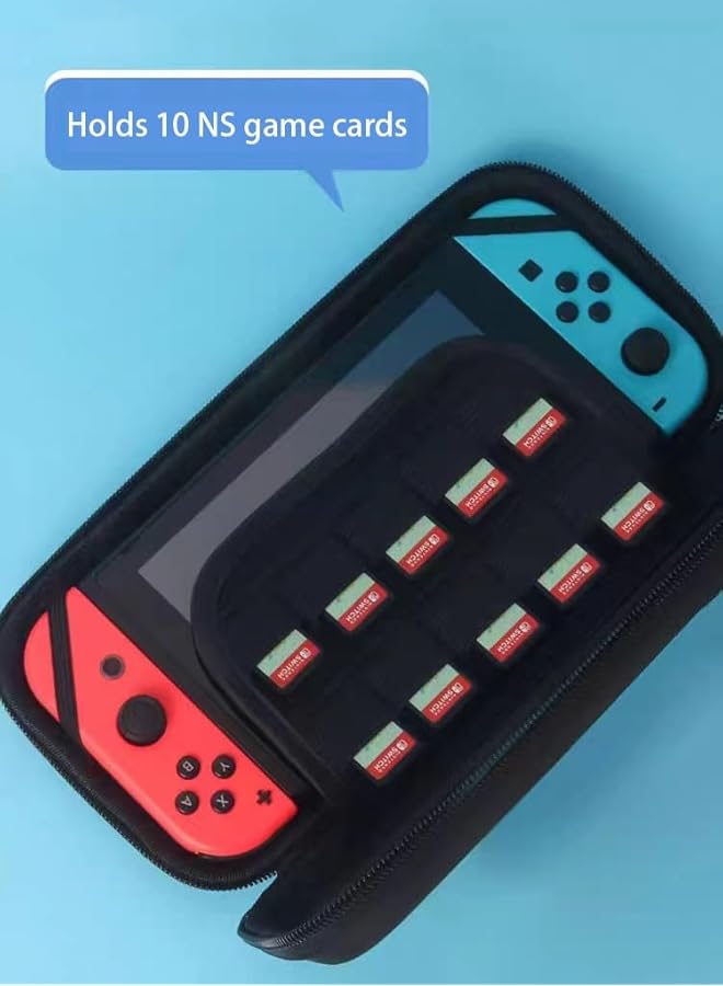 Vermaney Switch Case Compatible With Nintendo Switch/Oled Cute Portable Switch Carrying Case With 10 Game Holders Nintendo Switch Game Console Portable Travel Bag (Black) - Image 2