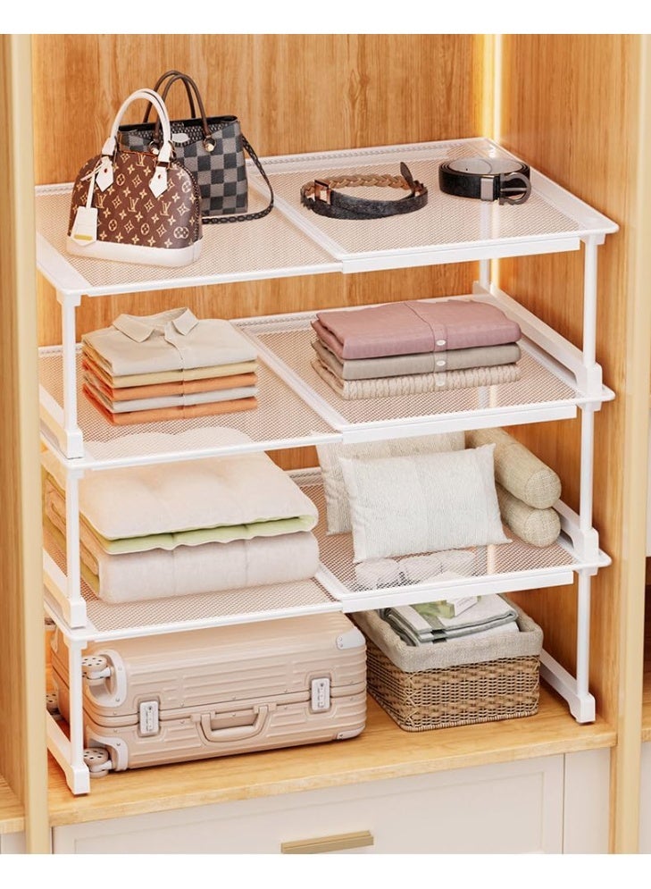 سوفام رف الشد للخزانة القابلة للتجميع لخزانة الملابس رف الشد للخزانة قابل للتجميع لخزانة الملابس رف فاصل قابل للضبط رف فاصل قابل للتوسعة خزانة فاصل فاصل لخزانة الملابس منظم الحذاء غرفة النوم DIY (بعرض 52-86 سم/25 سم) - Image 4