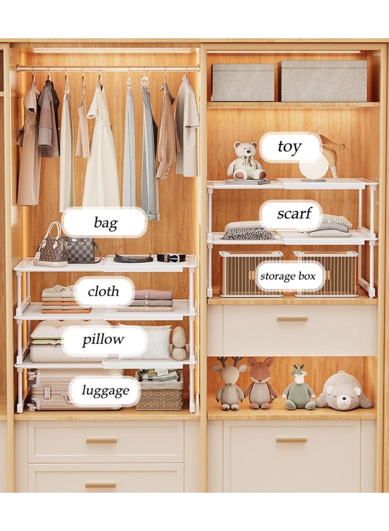 سوفام رف الشد للخزانة القابلة للتجميع لخزانة الملابس رف الشد للخزانة قابل للتجميع لخزانة الملابس رف فاصل قابل للضبط رف فاصل قابل للتوسعة خزانة فاصل فاصل لخزانة الملابس منظم الحذاء غرفة النوم DIY (بعرض 52-86 سم/25 سم) - Image 5