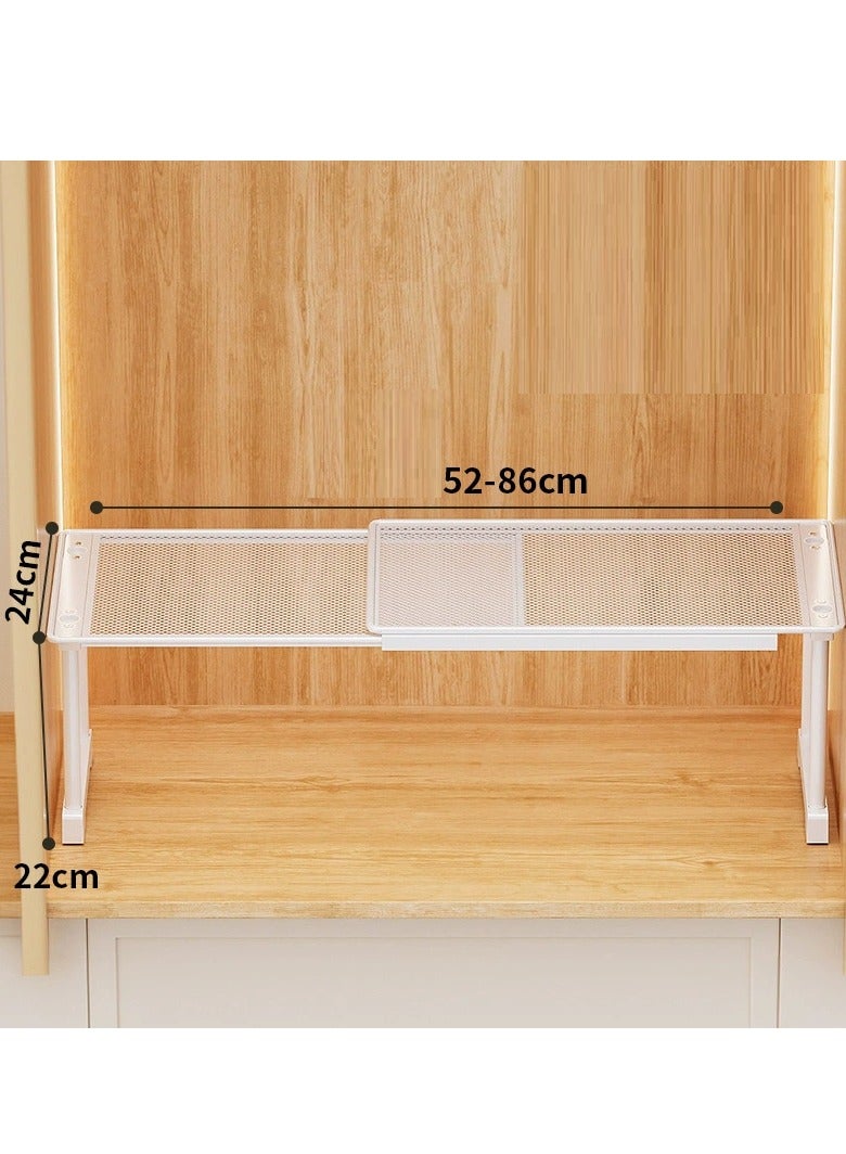 سوفام رف الشد للخزانة القابلة للتجميع لخزانة الملابس رف الشد للخزانة قابل للتجميع لخزانة الملابس رف فاصل قابل للضبط رف فاصل قابل للتوسعة خزانة فاصل فاصل لخزانة الملابس منظم الحذاء غرفة النوم DIY (بعرض 52-86 سم/25 سم) - Image 1