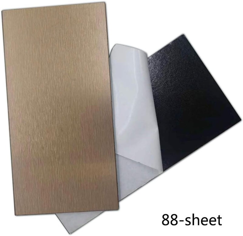 weimeisc 88-Piece Peel and Stick Backsplash Tile, PVC Aluminum Brushed Metal Silver Self Adhesive Tile for Kitchen, Bathroom ，Laundry Room, Fireplace, Stair Riser Decal (Copper) - Image 2