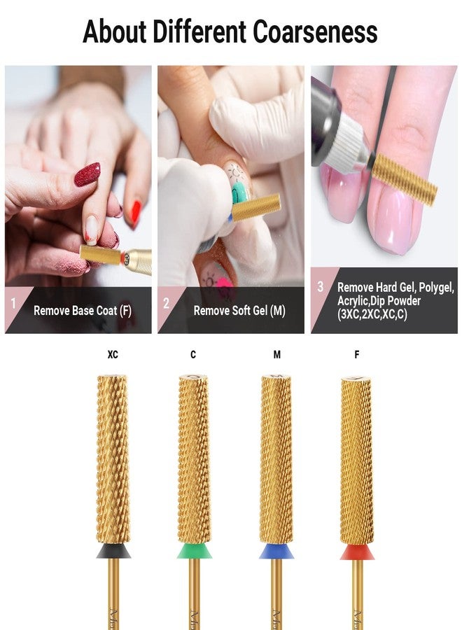 MelodySusie Super Long Tapered Nail Drill Bits, 3/32'' Carbide Tungsten Bits, Suitable for Manicure Pedicure Cuticle Gel Polishing, Professional Advanced Bits, Gold, Series Bit-X, Medium - Image 4