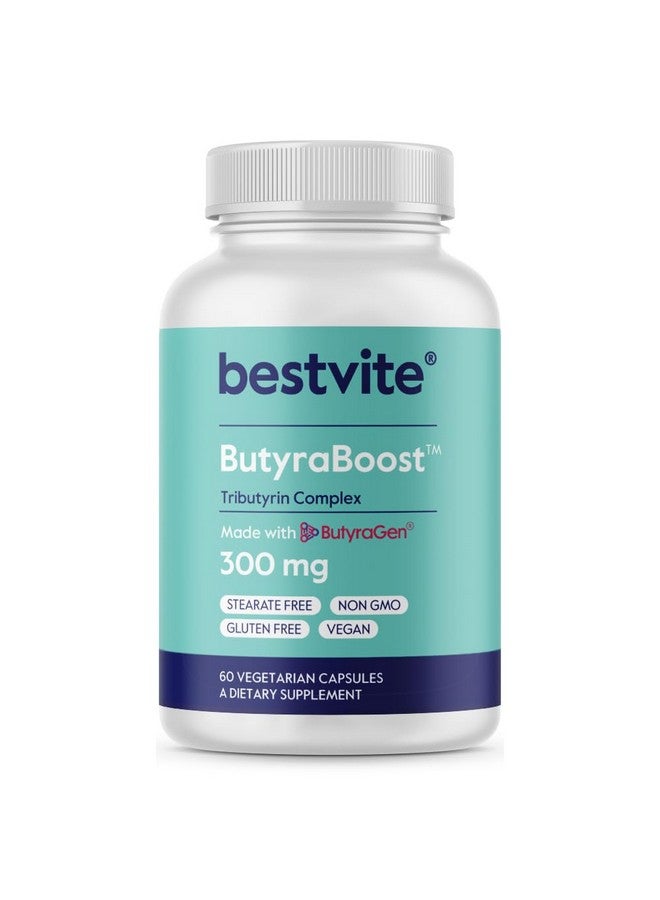 BESTVITE بيستفايت بوتيرا بوست 300 ملغ مركب تريبيوتيرين (60 كبسولة نباتية) - بدون ستيرات - نباتي - غير معدّل وراثيًا - خالي من الغلوتين - مكمل صحة الأمعاء بالبيوتيرات - Image 1