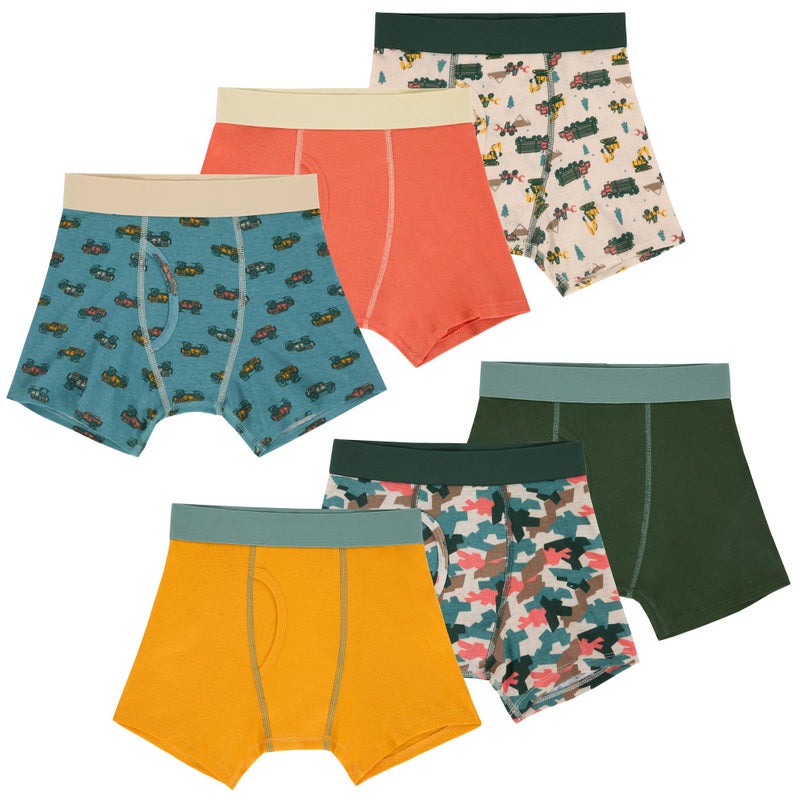 Sainteve Saint Eve Kids Boys 100% Cotton 6 Pack Underwear Set - Soft & Breathable Everyday Comfort Essentials - Multi Pack Boxer Briefs Sets for Kids, Sage Green Outdoors, Medium - Image 1