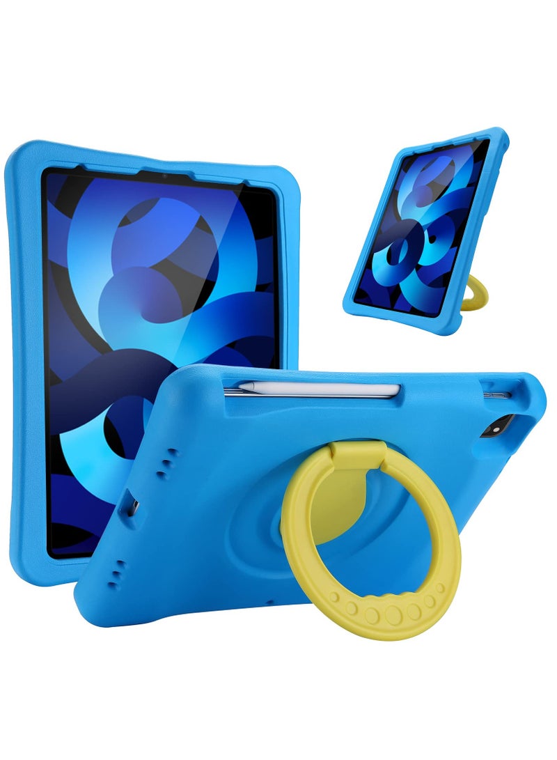 Procases Kids Case For Ipad Air 5 And 4 10.9 Inch Shockproof Rotate Handle Folding Stand Cover Blue - Image 1