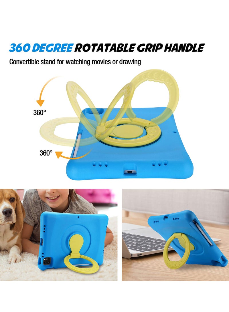 Procases Kids Case For Ipad Air 5 And 4 10.9 Inch Shockproof Rotate Handle Folding Stand Cover Blue - Image 3