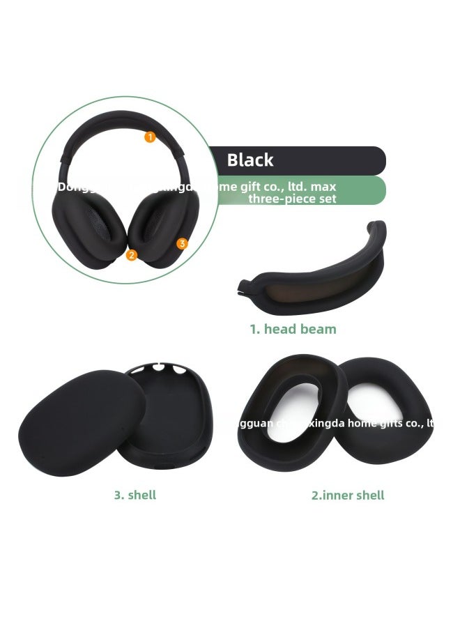 Generic - Suitable For Airpods Max Headset Bluetooth Headset Protective Cover For AppleSilicone Head Beam Ear Cap Set Three-piece Set-Color:Banana Purple Three-piece Set-Model:Airpods Max Head Beam Sleeve + Shell + Inner Shell Suit - Image 1