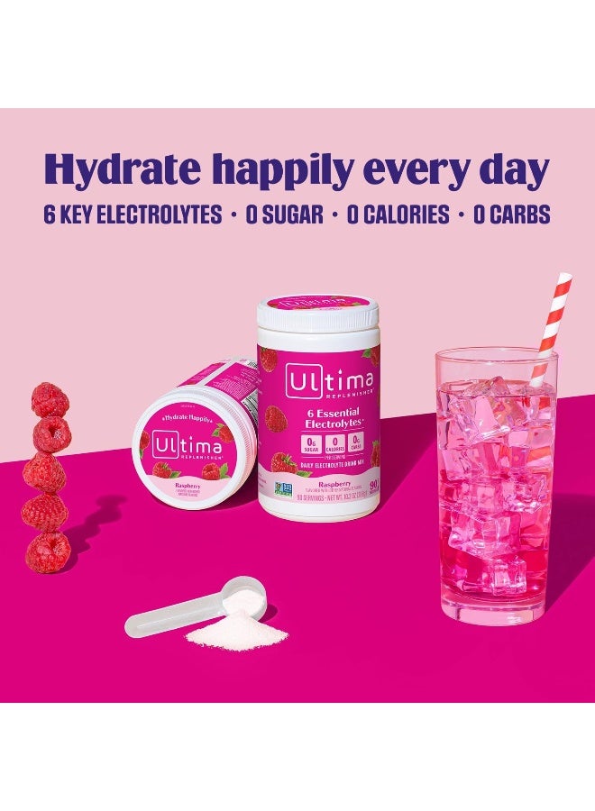 Ultima Replenisher Hydration Electrolyte Powder- 90 Servings- Keto & Sugar Free- Feel Replenished, Revitalized- Naturally Sweetened- Non- Gmo & Vegan Electrolyte Drink Mix- Raspberry - Image 2
