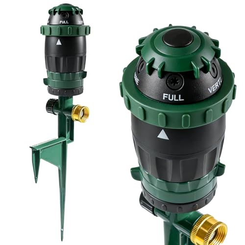 Hourleey Gear Drive Sprinkler for Yard Heavy Duty 5Pattern 360 Degree Rotary Water Sprinkler with Spike Base Durable Lawn Sprinkler with 34 Inch Adapters for Large Area Garden - Image 1