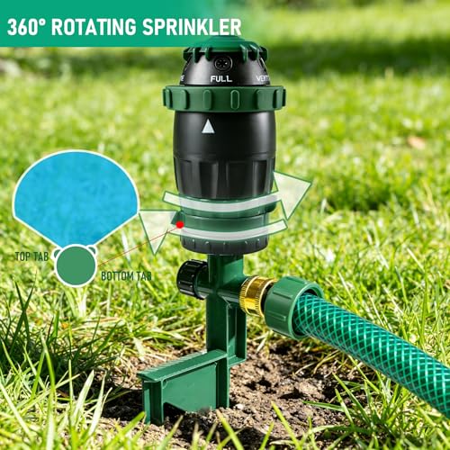 Hourleey Gear Drive Sprinkler for Yard Heavy Duty 5Pattern 360 Degree Rotary Water Sprinkler with Spike Base Durable Lawn Sprinkler with 34 Inch Adapters for Large Area Garden - Image 3