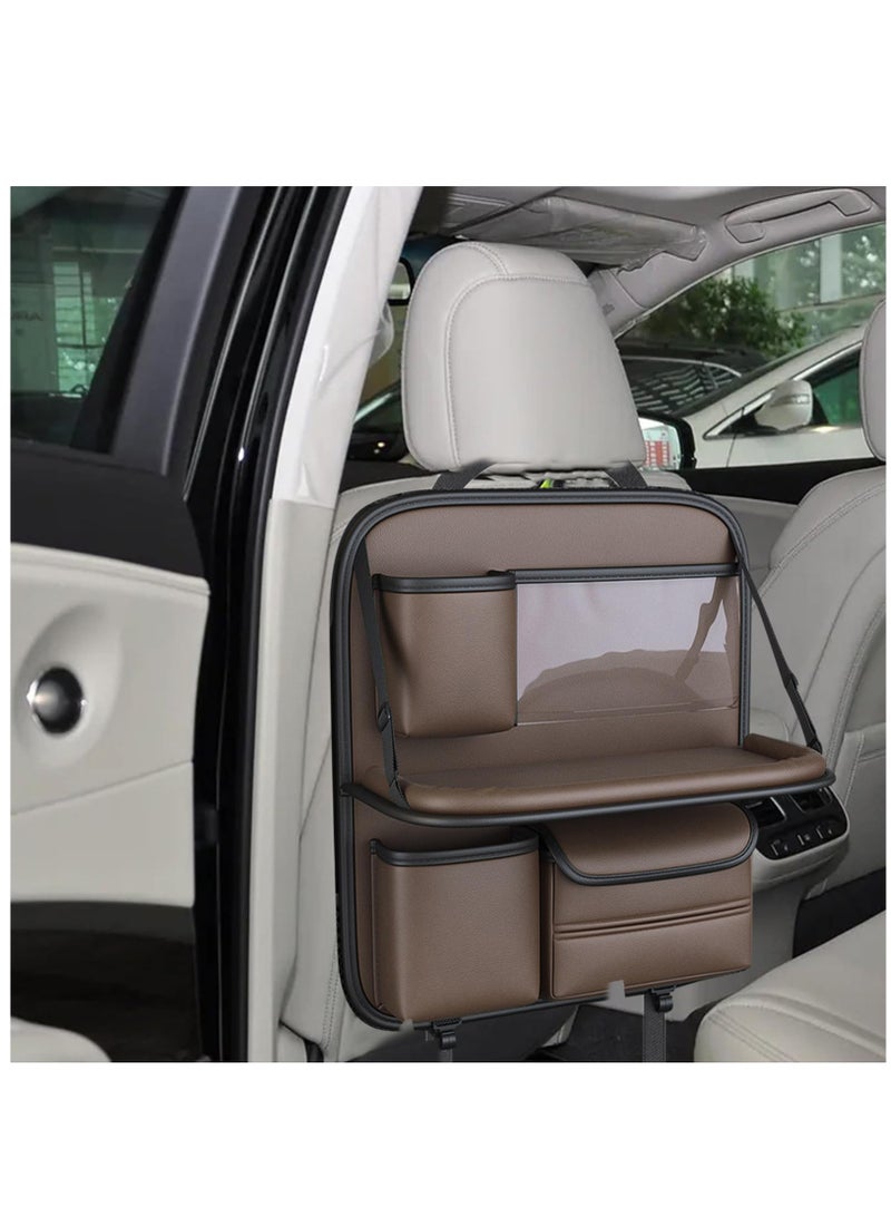 Excefore Backseat Organizer, Vehicle Protector Organizers, Car Seat Back Storage Bag, Durable Rear Seat Car Interior Supplies, Kick Mats Back Seat with Foldable Tray, Automotive Seat Storage Bag for Cars - Image 4