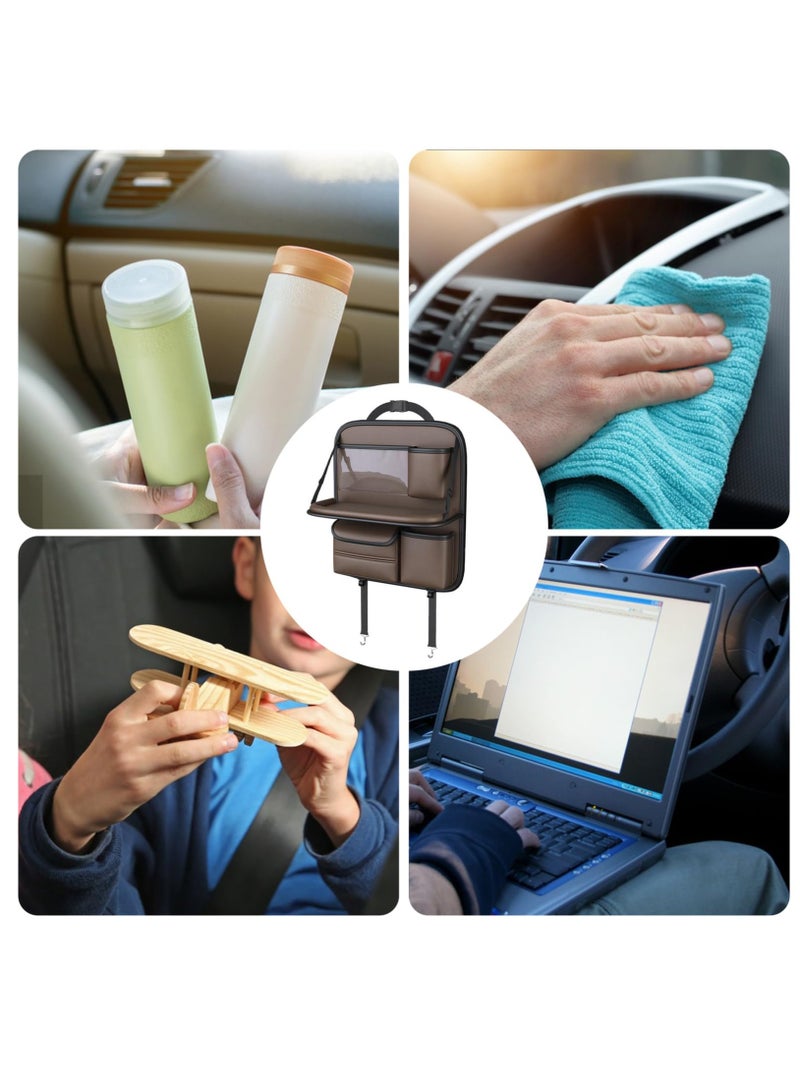 Excefore Backseat Organizer, Vehicle Protector Organizers, Car Seat Back Storage Bag, Durable Rear Seat Car Interior Supplies, Kick Mats Back Seat with Foldable Tray, Automotive Seat Storage Bag for Cars - Image 2