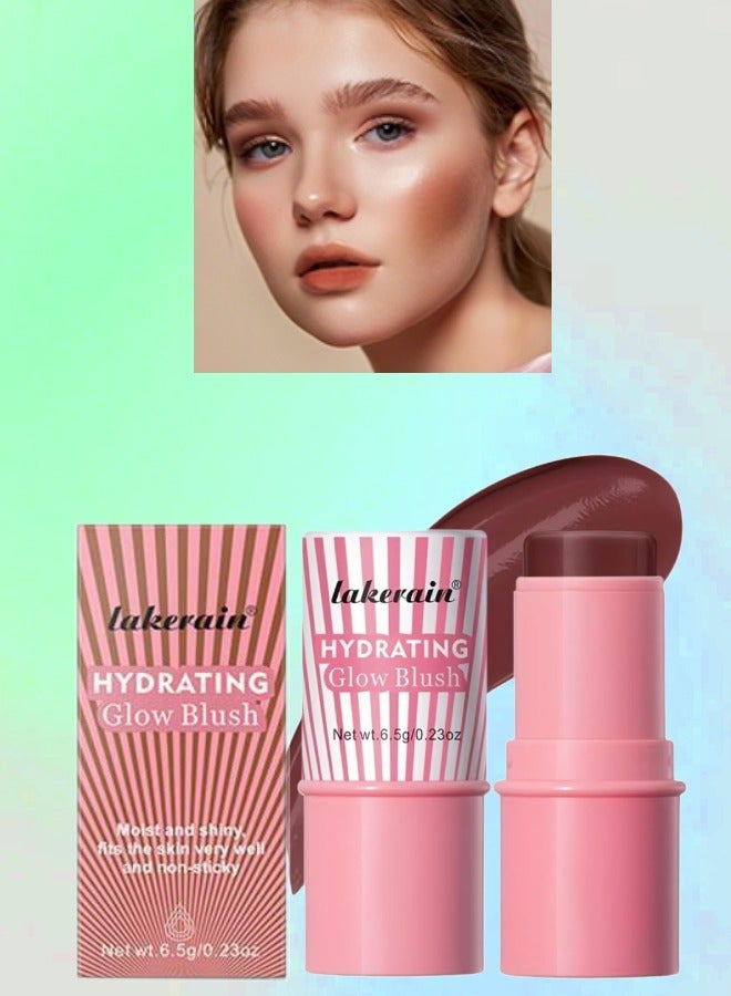 lakerain Hydrating Glow Blush Moisturizing Hydrating Long Lasting Multi Use Glow Blusher for Eyes Lips Face Waterproof Hydrating Glow Blush Stick Tinted Blush Cooling Jelly Stick Cream Blush Balm 05  - Image 1