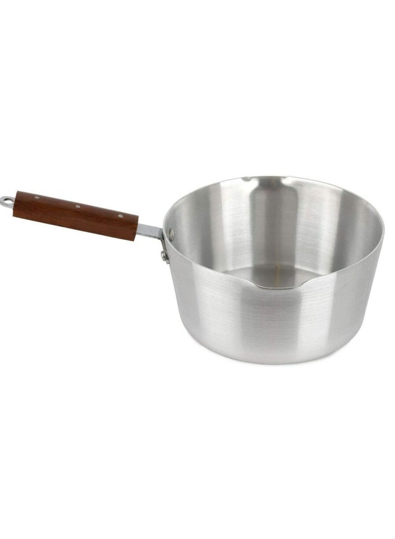 وعاء حليب من الألومنيوم بمقبض خشبي وعاء غليان قدر مطبخ 22 سم - Image 2