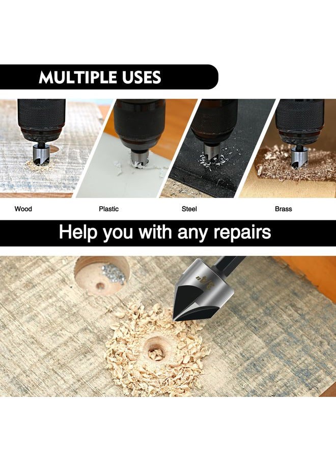 GMTOOLS 5PCS Countersink Drill Bit Set, High Speed Steel Countersink Bits, 82 Degree 5 Flute Pieces, 1/4 Inch Hex Shank, Fit for Sink Holes into Metals, Wood, Plywood, Plastic - Image 5