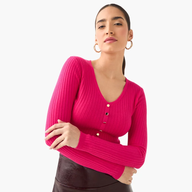 2Xtremz 2Xtremz Ribbed V-neck Sweater