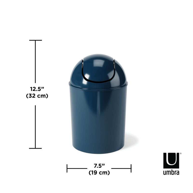 Umbra 1.25 Gallon Mini Waste Can with Removable Swing-Top Lid - Small Garbage Bin for Kitchen, Bathroom, Bedroom, Office - Compact Trash Can Fit Under Tables & Counters - Dark Blue - Image 2