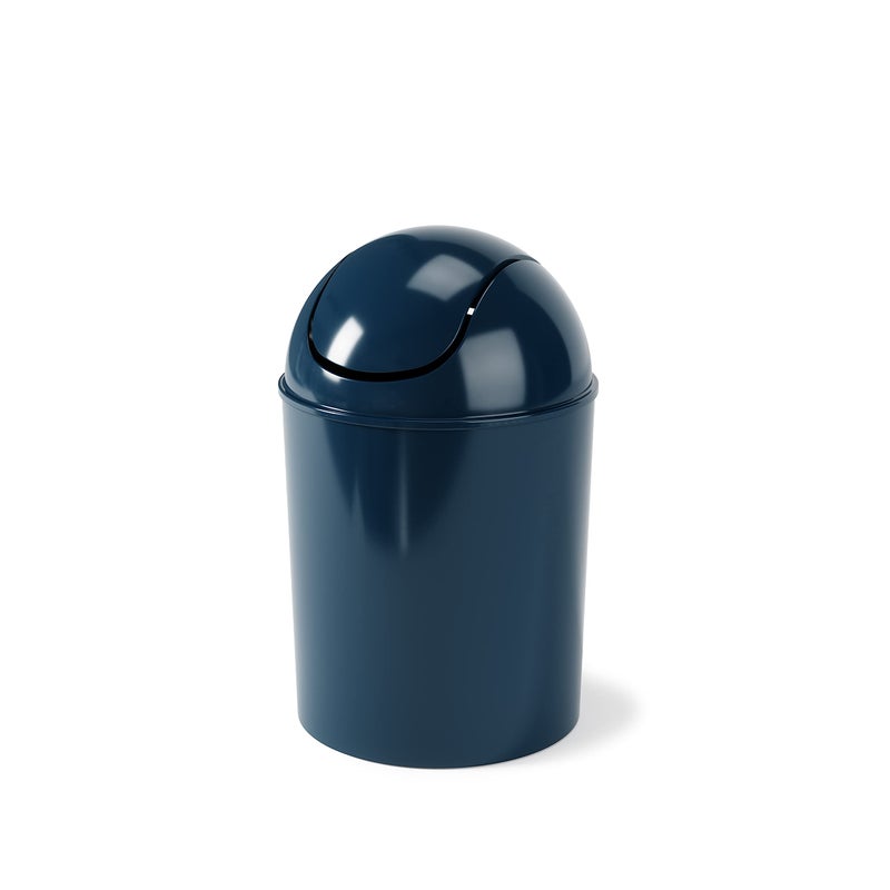 Umbra 1.25 Gallon Mini Waste Can with Removable Swing-Top Lid - Small Garbage Bin for Kitchen, Bathroom, Bedroom, Office - Compact Trash Can Fit Under Tables & Counters - Dark Blue - Image 1