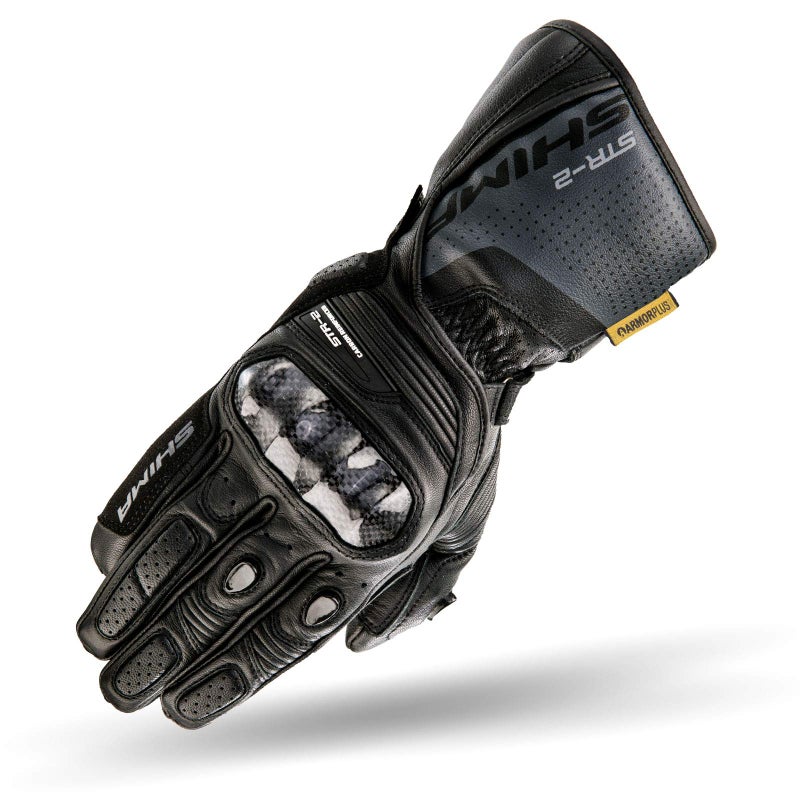 SHIMA SHIMA STR-2 Motorbike Gloves Mens Leather Long Biker Armoured Protectors Motorcycle Perforated Ventilated Cool Reinforced Touchscreen Motorsport Glove Motorbikes Summer Autumn (Mens, Black, L) - Image 1