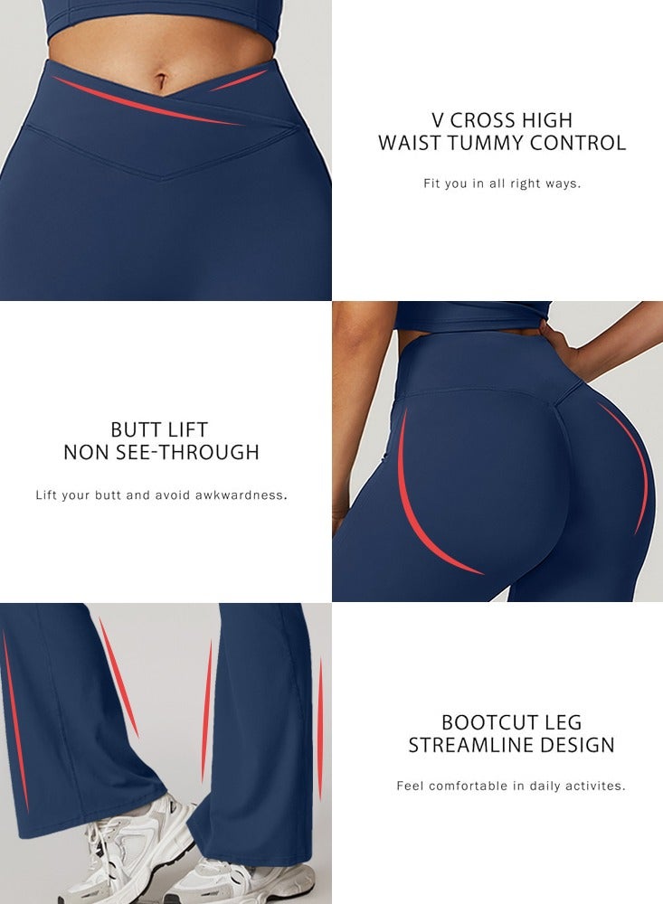 عام المرأة مضيئة طماق كروس اليوغا السراويل رفع واسعة الساق بنطلون - Image 5