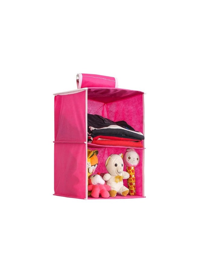 PrettyKrafts PrettyKrafts hanging organizer 2 Shelves Wardrobe Organiser, Pink  - Image 1