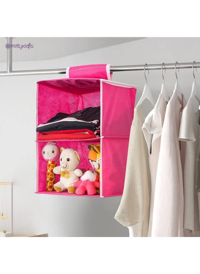 PrettyKrafts PrettyKrafts hanging organizer 2 Shelves Wardrobe Organiser, Pink  - Image 5