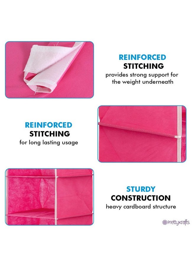 PrettyKrafts PrettyKrafts hanging organizer 2 Shelves Wardrobe Organiser, Pink  - Image 4